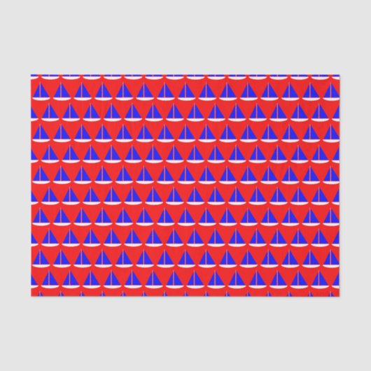 Blauw Witte Zeilboten in het Rood Tissuepapier (Voorkant)