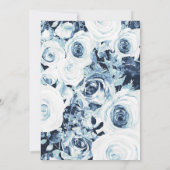 Blauw Witte Zilveren Winter Bruiloft Vintage Rozen Kaart (Achterkant)