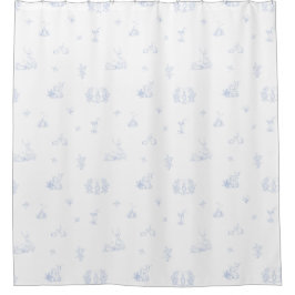 Blauw-wittepad zout en vette bossen douchegordijn