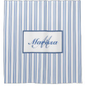 Blauw-wittrapsgewijs paniekhuis douchegordijn (Voorkant)