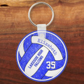 blauw witvolleybaltas label met spelersteam naam sleutelhanger (Voorkant)