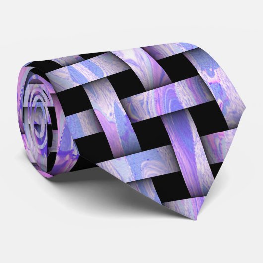 Blauw Wooden Weave Pattern-Stropdas Stropdas (Opgerold)