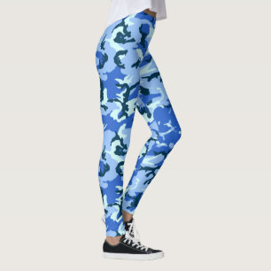 Blauw Woodland Camouflage Militair Patroon Leggings