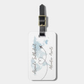 blauw Word Kaart Avontuur Wachten Aangepaste naam Bagagelabel (Voorkant verticaal)