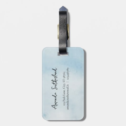 blauw Word Kaart Avontuur Wachten Aangepaste naam Bagagelabel (Achterkant verticaal)