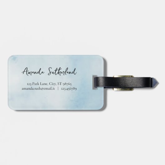 blauw Word Kaart Avontuur Wachten Aangepaste naam Bagagelabel (Achterkant horizontaal)