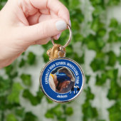 Blauw worstelteam foto middelbare school worstelaa sleutelhanger (Hand)