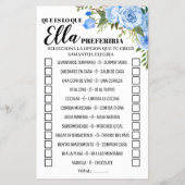 Blauw Would She Rather douche bilinguale spelkaart Flyer (Achterkant)