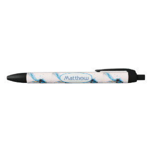 Blauw Wr Australian Birds Watercolor Jongens Naam Zwarte Inkt Pen