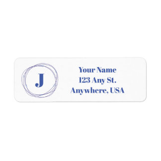 Blauw Wreath Letter Initieel Retouradres Label