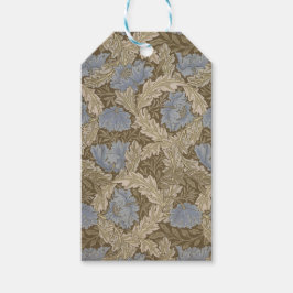 Blauw Wreath Patroon (van William Morris) Cadeaulabel