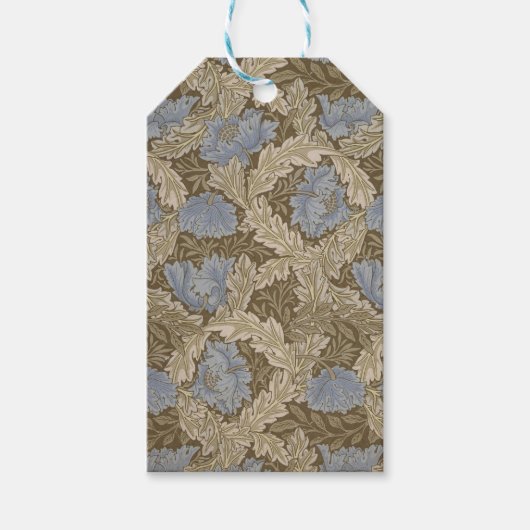 Blauw Wreath Patroon (van William Morris) Cadeaulabel (Voorkant)