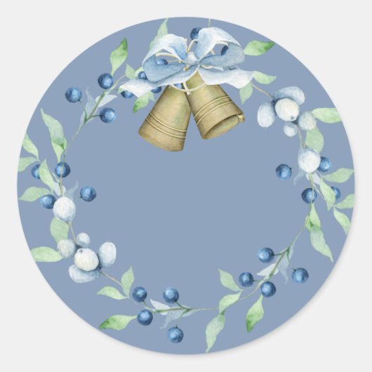  blauw Wreatscript Elegant Custom Ronde Sticker (Voorkant)