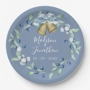  blauw Wreatscript Elegant Custom Wedding Papieren Bordje