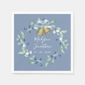  blauw Wreatscript Elegant Custom Wedding Servet (Voorkant)
