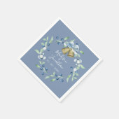  blauw Wreatscript Elegant Custom Wedding Servet (Hoek)