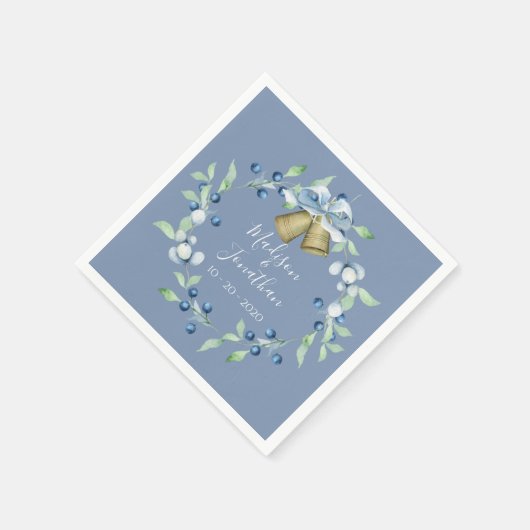  blauw Wreatscript Elegant Custom Wedding Servet (Hoek)