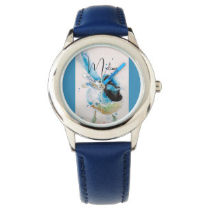 Blauw Wren Aquarel Schilderij Australische Vogels Horloge
