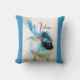 Blauw Wren Aquarel Schilderij Australische Vogels Kussen