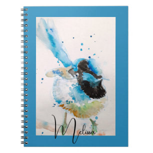 Blauw Wren Aquarel Schilderij Australische Vogels Notitieboek