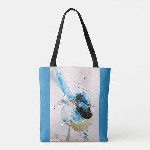 Blauw Wren Aquarel Schilderij Australische Vogels Tote Bag