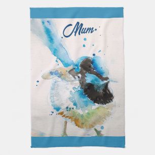 Blauw Wren Wrens Aquarel Turkoois Blauw Australisc Theedoek