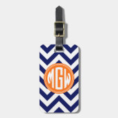 Blauw Wt LG Chevron Sinaasappel Cirkel Monogram DI Bagagelabel (Voorkant verticaal)