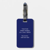 Blauw Wt LG Chevron Sinaasappel Cirkel Monogram DI Bagagelabel (Achterkant verticaal)