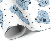 Blauw Yeti Polka Dot inpakpapier (Rol Hoek)