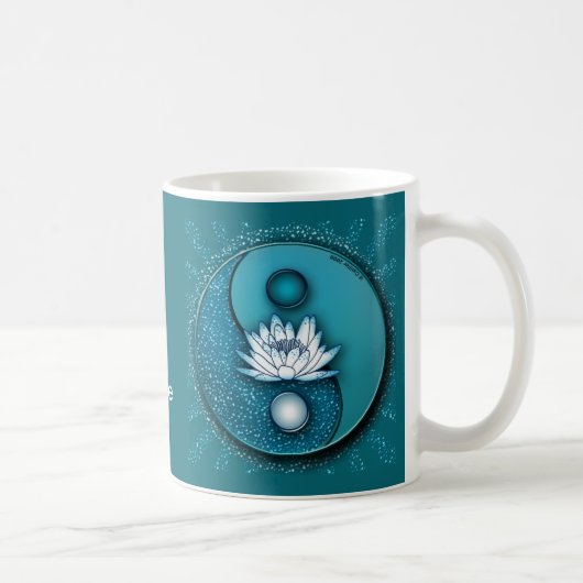 Blauw Yin Yang Lotus Koffiemok (Rechts)