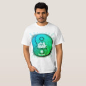 Blauw Yin Yang Lotus t-shirt (Voorkant volledig)