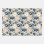 Blauw Yuletide Fantasie Verpakkingsdocument Inpakpapier Vel (Voorkant 3)