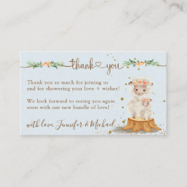 Blauw zacht lamsschaap Baby shower dank u Informatiekaartje