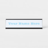 Blauw Zacht Wit Pastel Effen Kleur Bureau Naambordje (Voorkant)