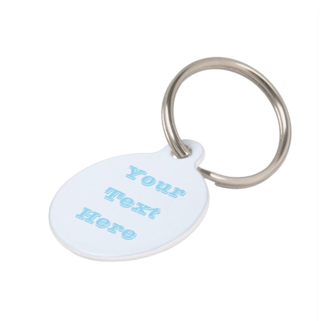 Blauw Zacht Wit Pastel Effen Kleur Huisdierpenning (Zijkant)