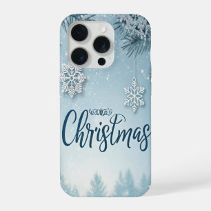 Blauw Zachte & Kalm Kerst Sneeuwkristal Design- iPhone 15 Pro Case