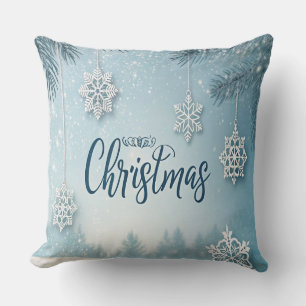 Blauw Zachte & Kalm Kerstsneeuw Kristal Design- Kussen