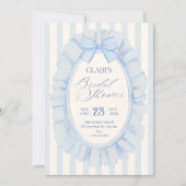 Blauw zachte lint bruidsdouche kaart (Voorkant)
