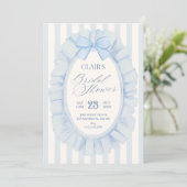 Blauw zachte lint bruidsdouche kaart (Staand voorkant)