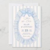 Blauw zachte lint bruiloft save the date (Voorkant)