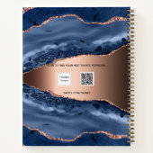Blauw zakboekje, marmer roos gouden naam notitieboek (Achterkant)
