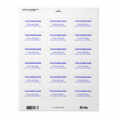 Blauw Zakelijk Adreslabel van Gewone Tekst Etiket (Full Sheet)