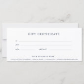 Blauw Zakelijk Cadeaubon Elegant Eenvoudig (Achterkant)