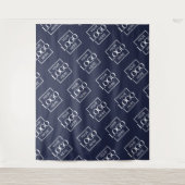 Blauw Zakelijk Logo Patroon Handelsbeurs Achterwan Wandkleed (Voorkant)