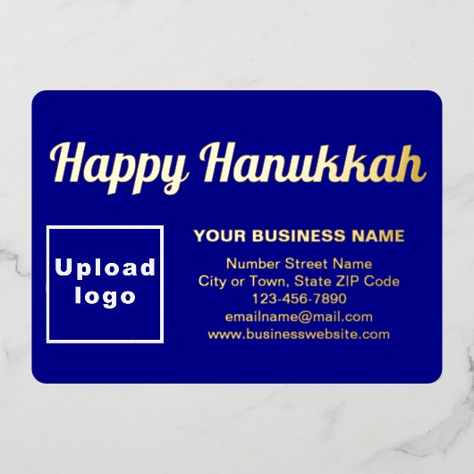 Blauw Zakelijk Merk op Chanoeka Rechthoek Folie Feestdagenkaart (Voorkant)