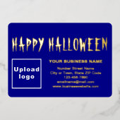 Blauw Zakelijk Merk op Halloween Rechthoek Folie Feestdagenkaart (Voorkant)