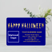 Blauw Zakelijk Merk op Halloween Rechthoek Folie Feestdagenkaart (Staand Voorkant)