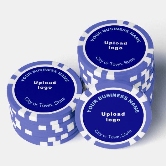 Blauw Zakelijk Merk op Poker Chips (Opstapeling)