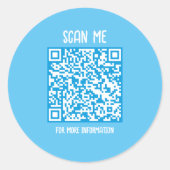 Blauw | Zakelijke QR-code scanbaar Ronde Sticker (Voorkant)
