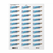 Blauw & Zand Abstract Strand Aquarel Etiket (Full Sheet)